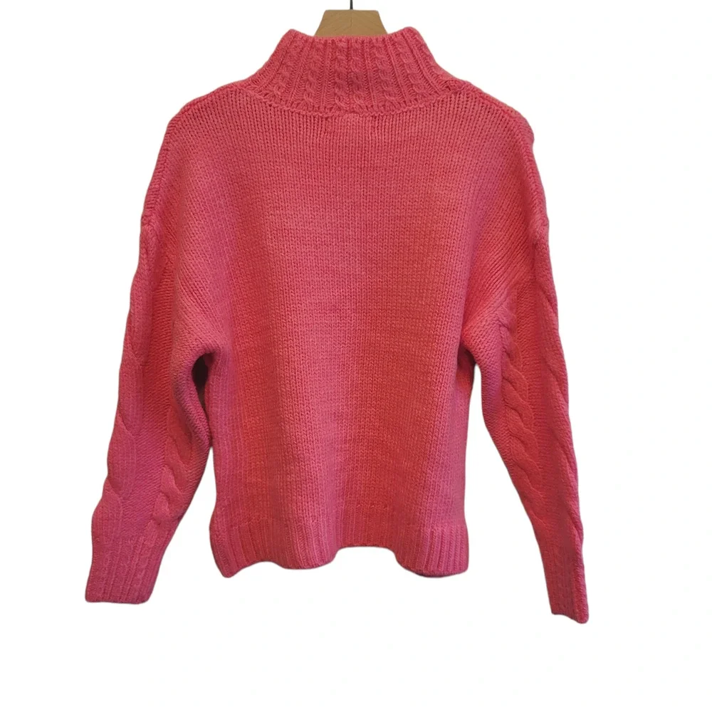 NEW Anthropologie Pink Mock Neck Cable-Knit Sweater - Various - Picture 9 of 12